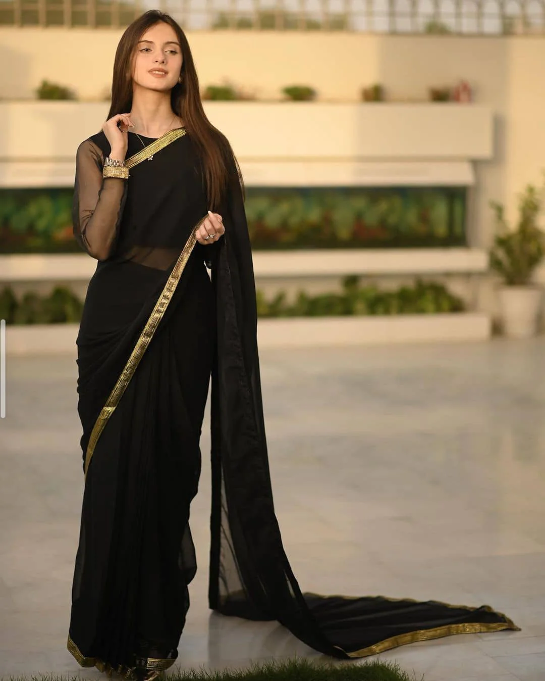 CHIFFON LACE STITCHED SAREE - Image 3