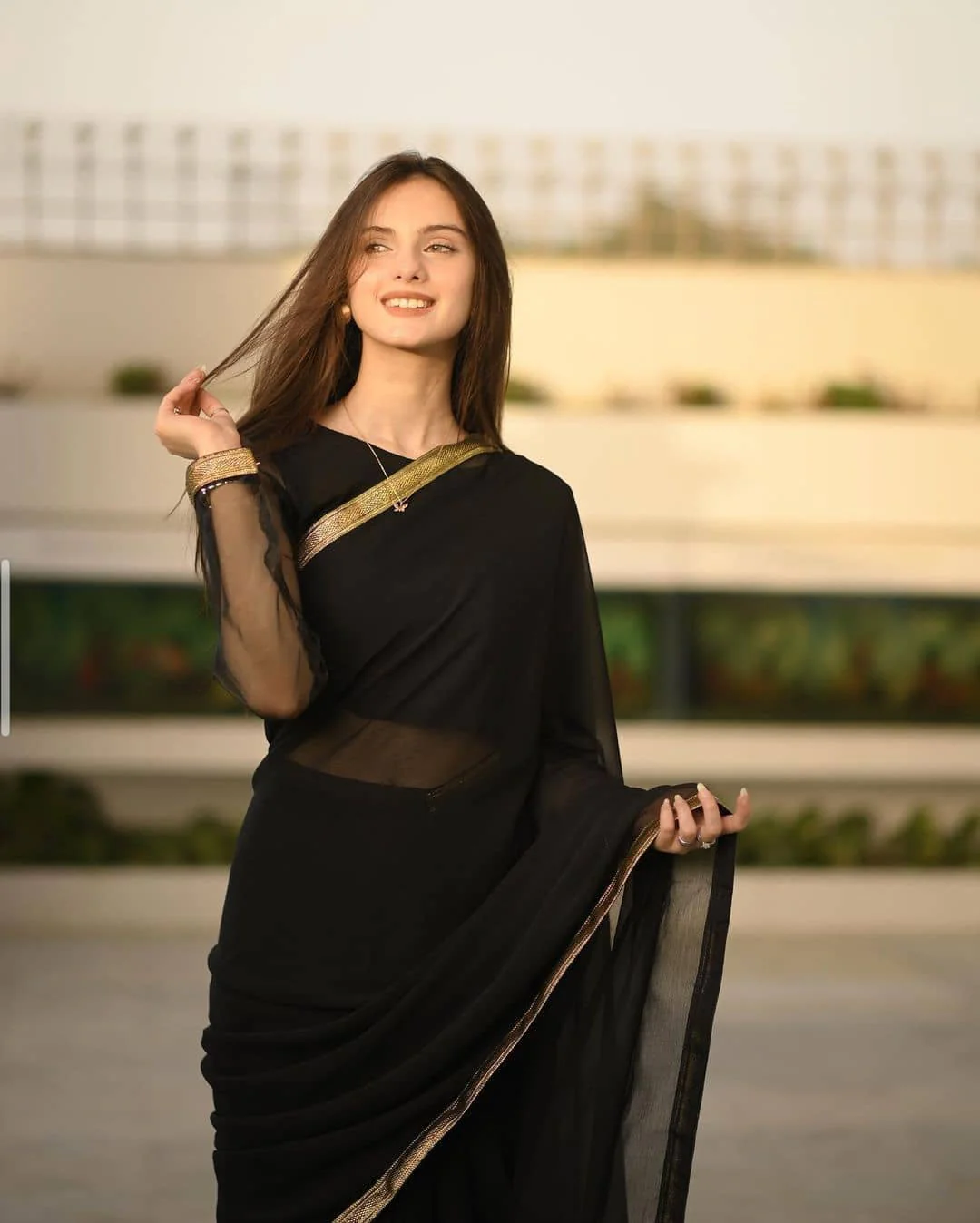 CHIFFON LACE STITCHED SAREE - Image 5