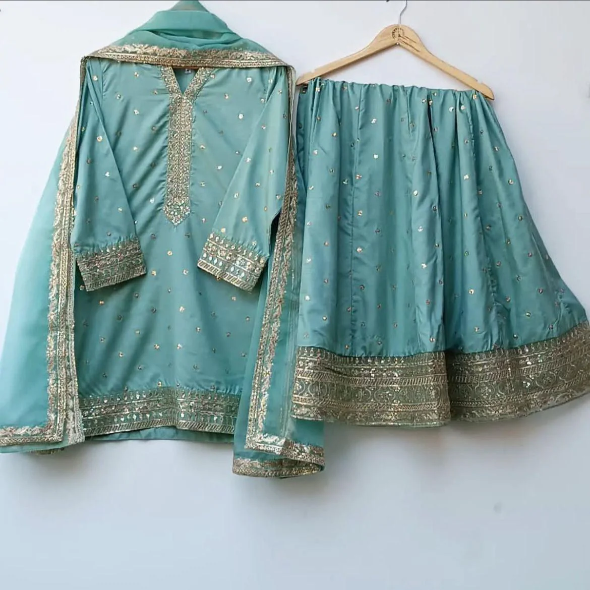 Marina - Raw Silk Embroidered 3PC Stitched Set - Image 3