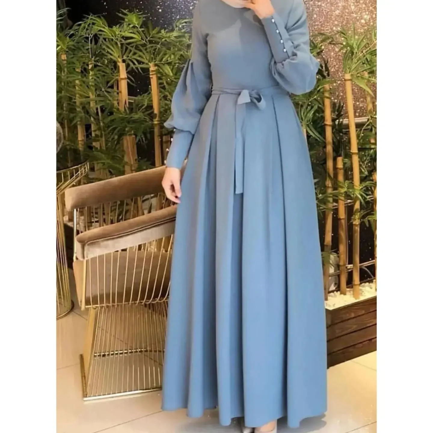 Stitched Abaya With Buttons - Image 3