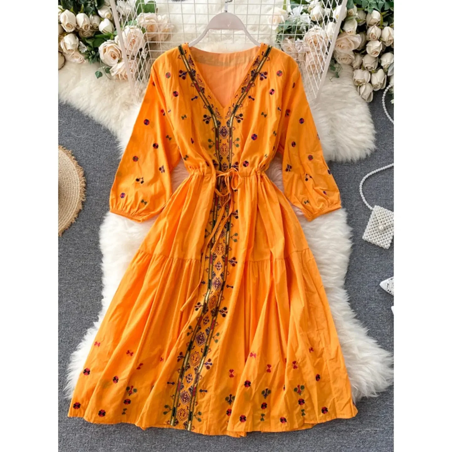 Turkish Embroidery Frock With Robe - Image 4